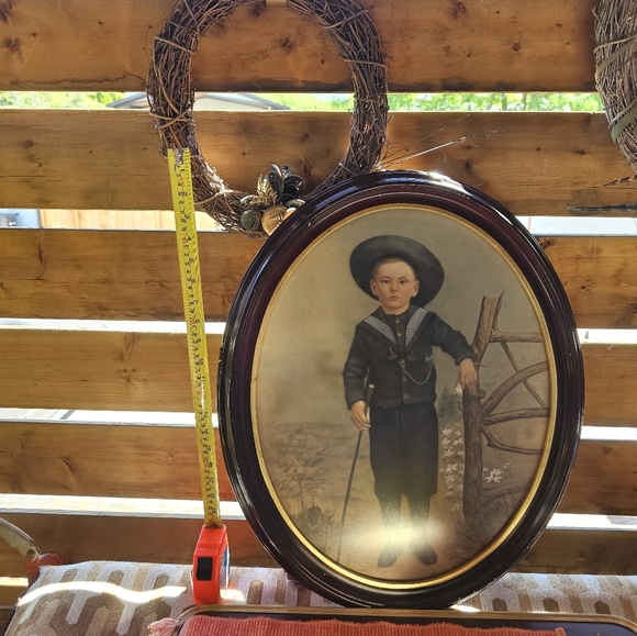 Antique Oval Frame Little Boy Picture - Picture 2 of 6